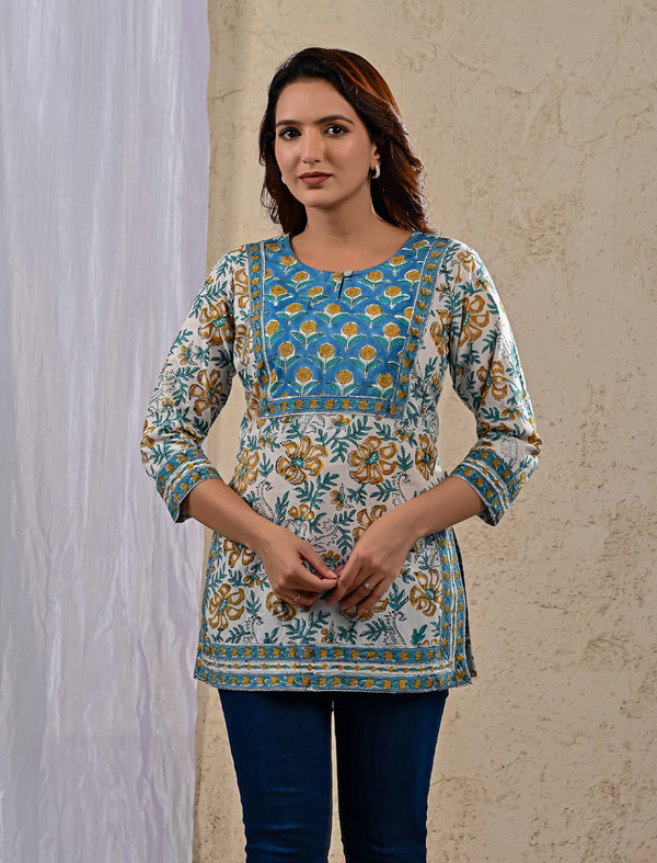 White Jaal Cotton Printed Top