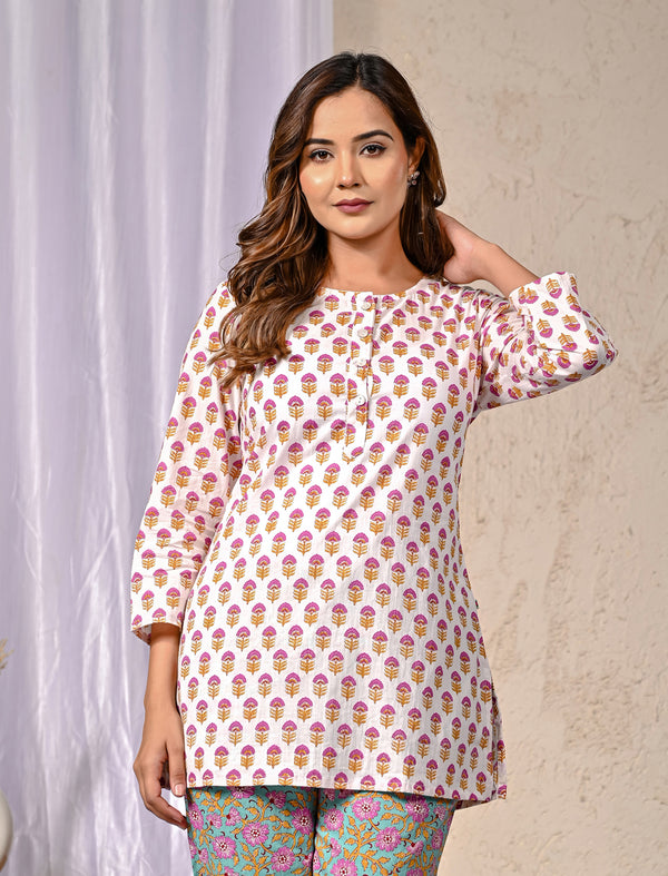 Pink Butti Printed Cotton Co-Ord Set