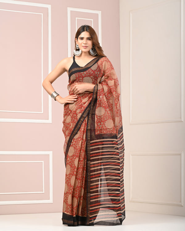 Kota Doriya Printed Saree With Blouse