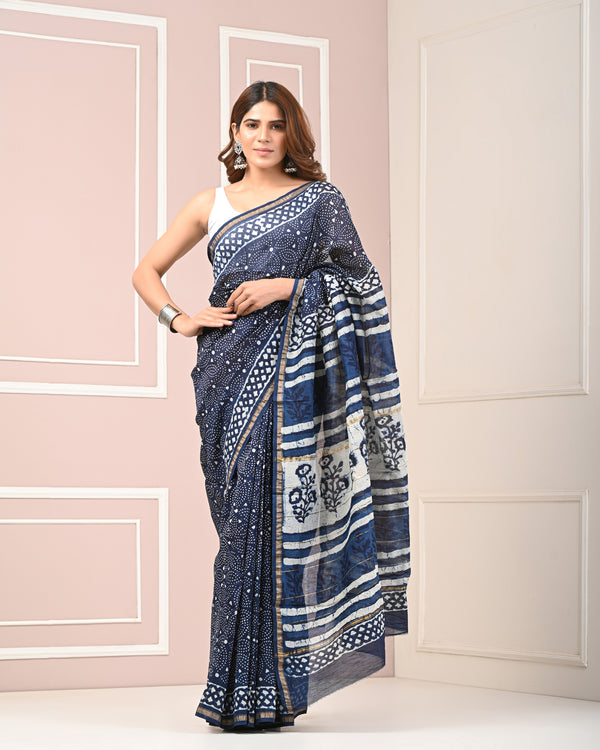 Chanderi Printed Saree With Blouse