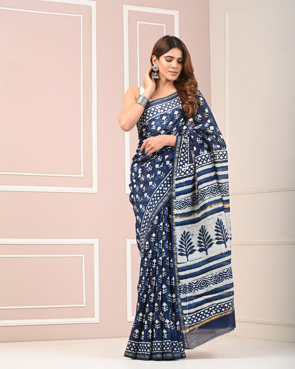 Chanderi Printed Saree With Blouse