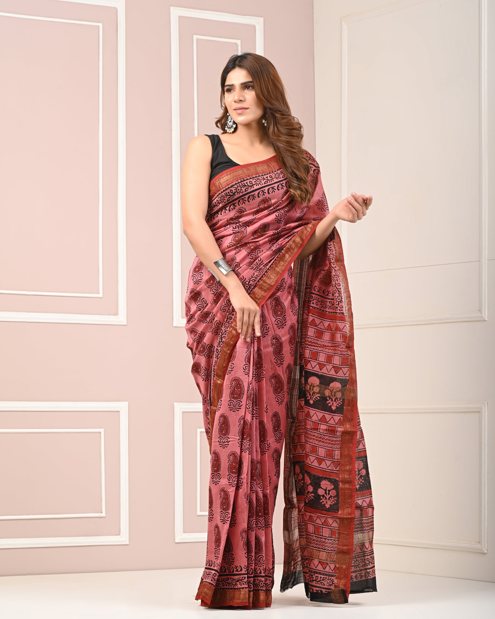 Chanderi Printed Saree With Blouse