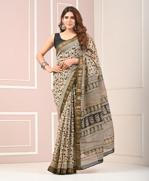 Chanderi Printed Saree With Blouse