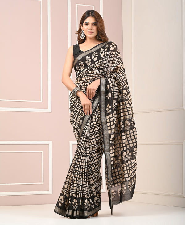 Chanderi Printed Saree With Blouse