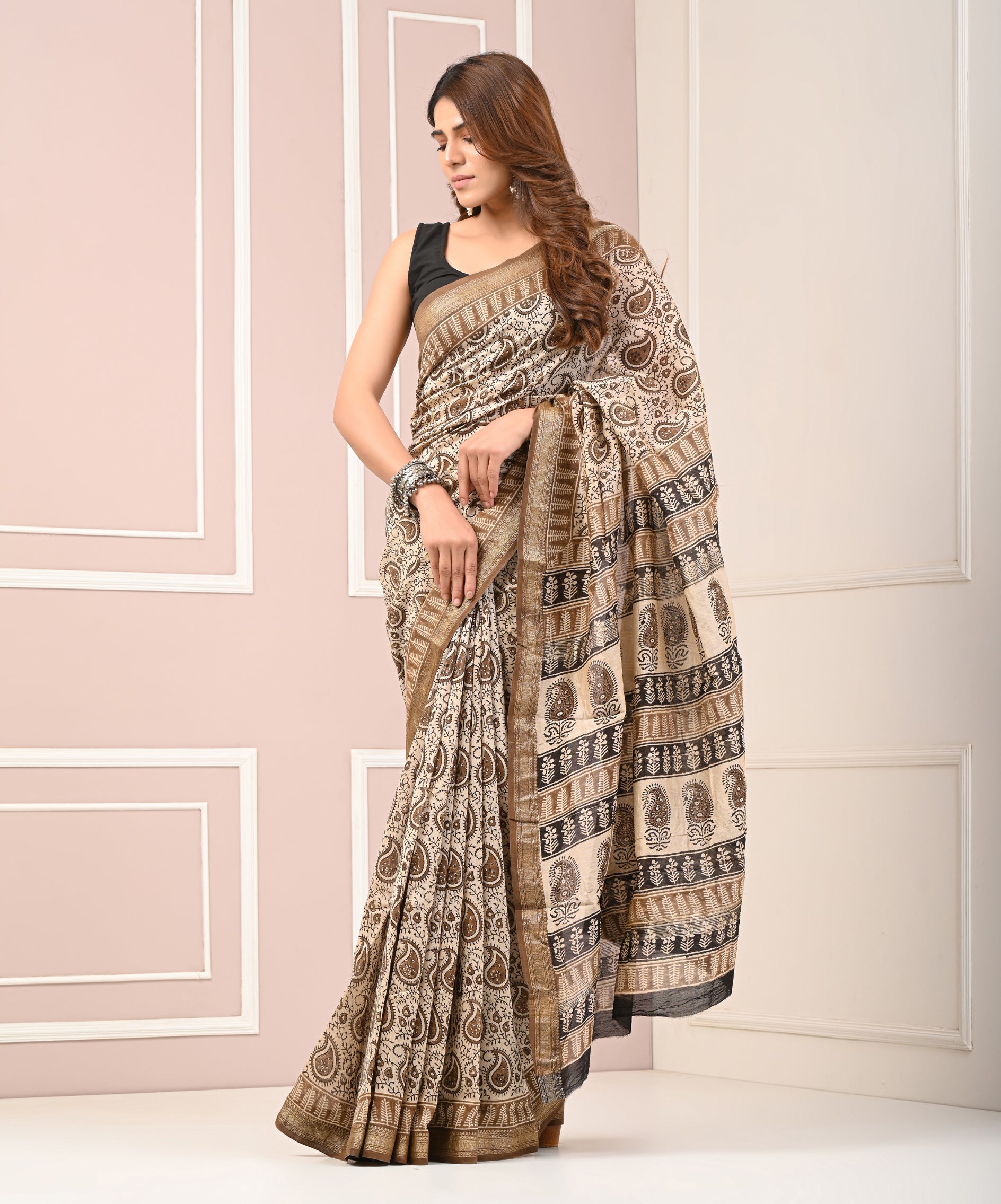 Chanderi Printed Saree With Blouse