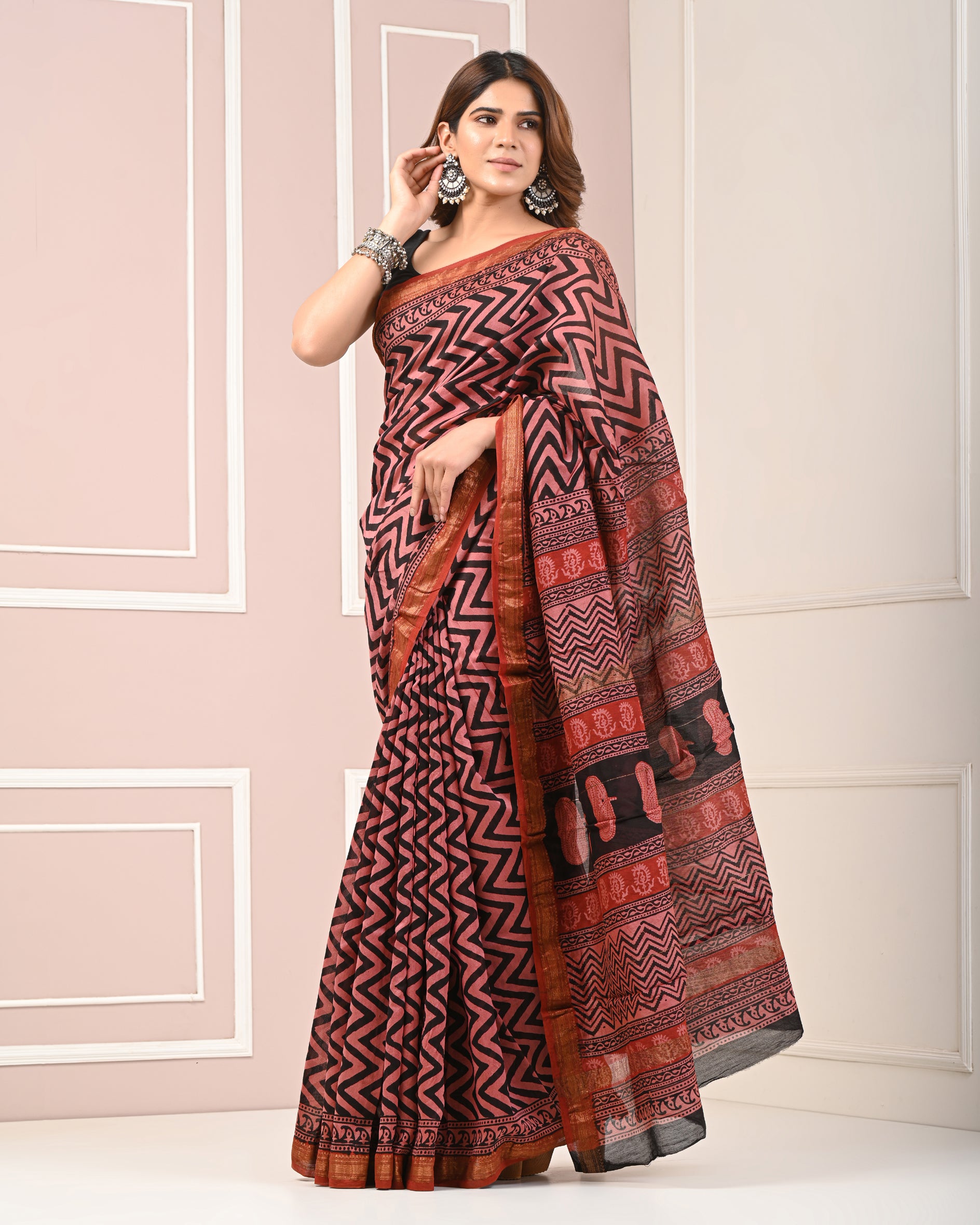 Chanderi Printed Saree With Blouse