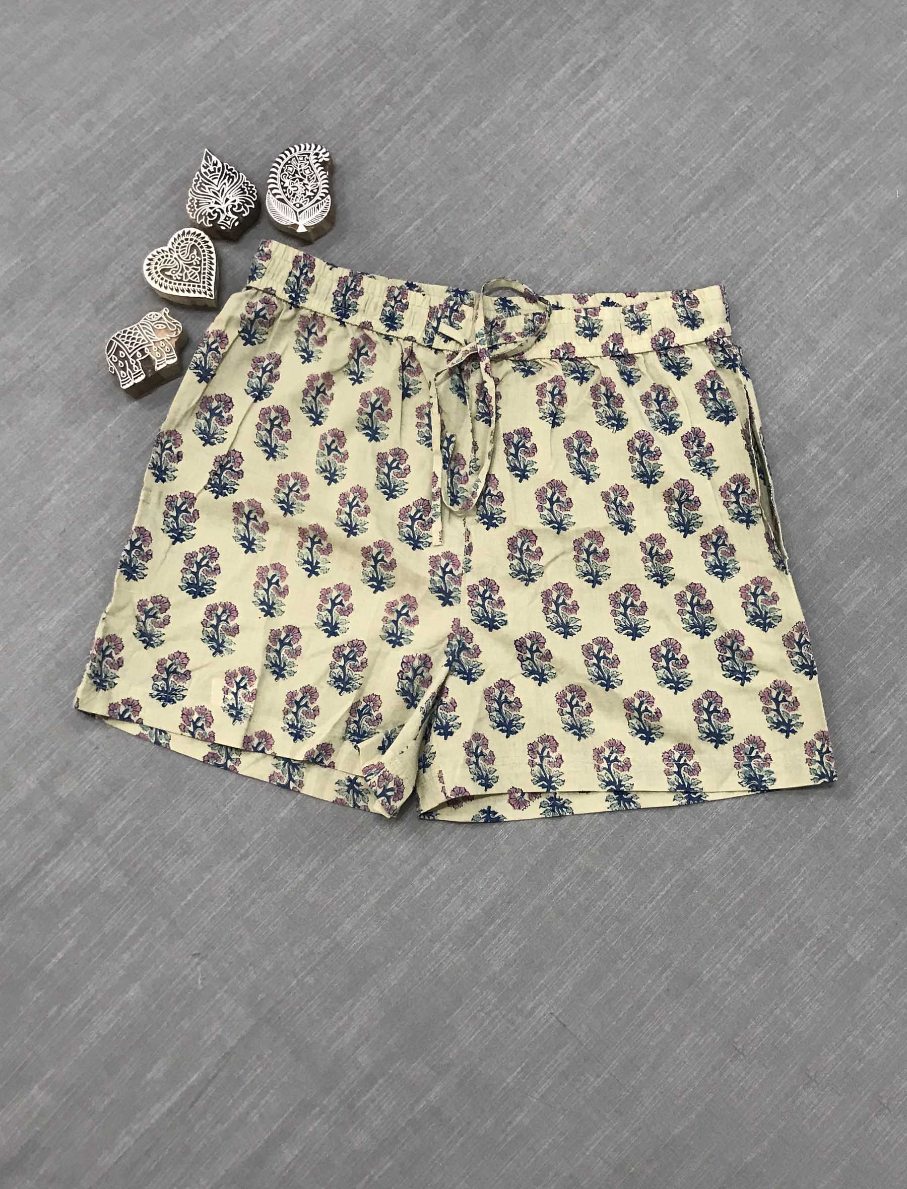 Cotton Block Printed Shorts - Small