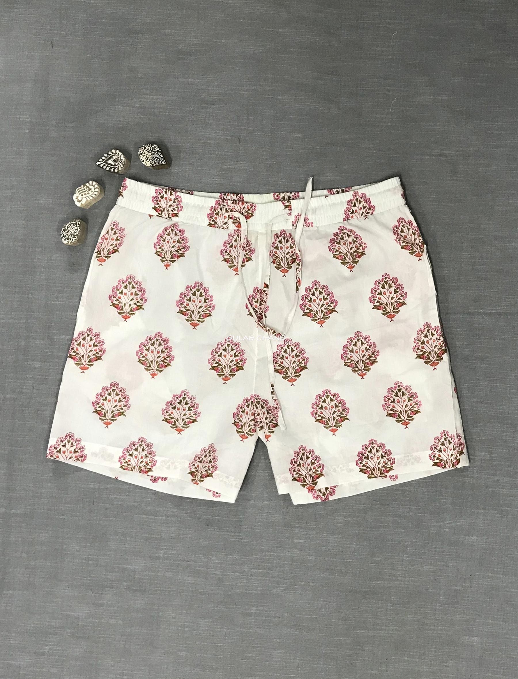 Cotton Block Printed Shorts - Large