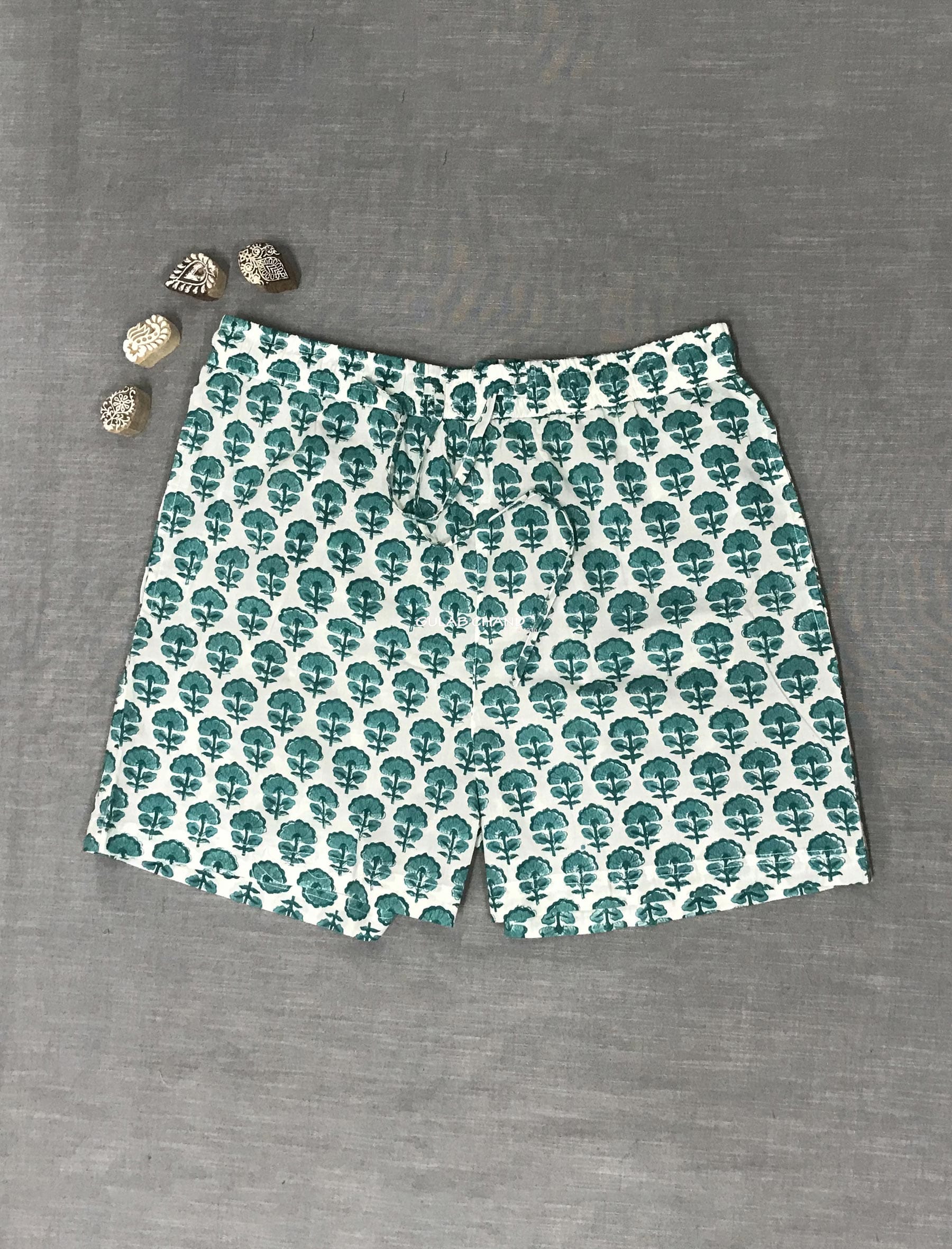 Cotton Block Printed Shorts - Large