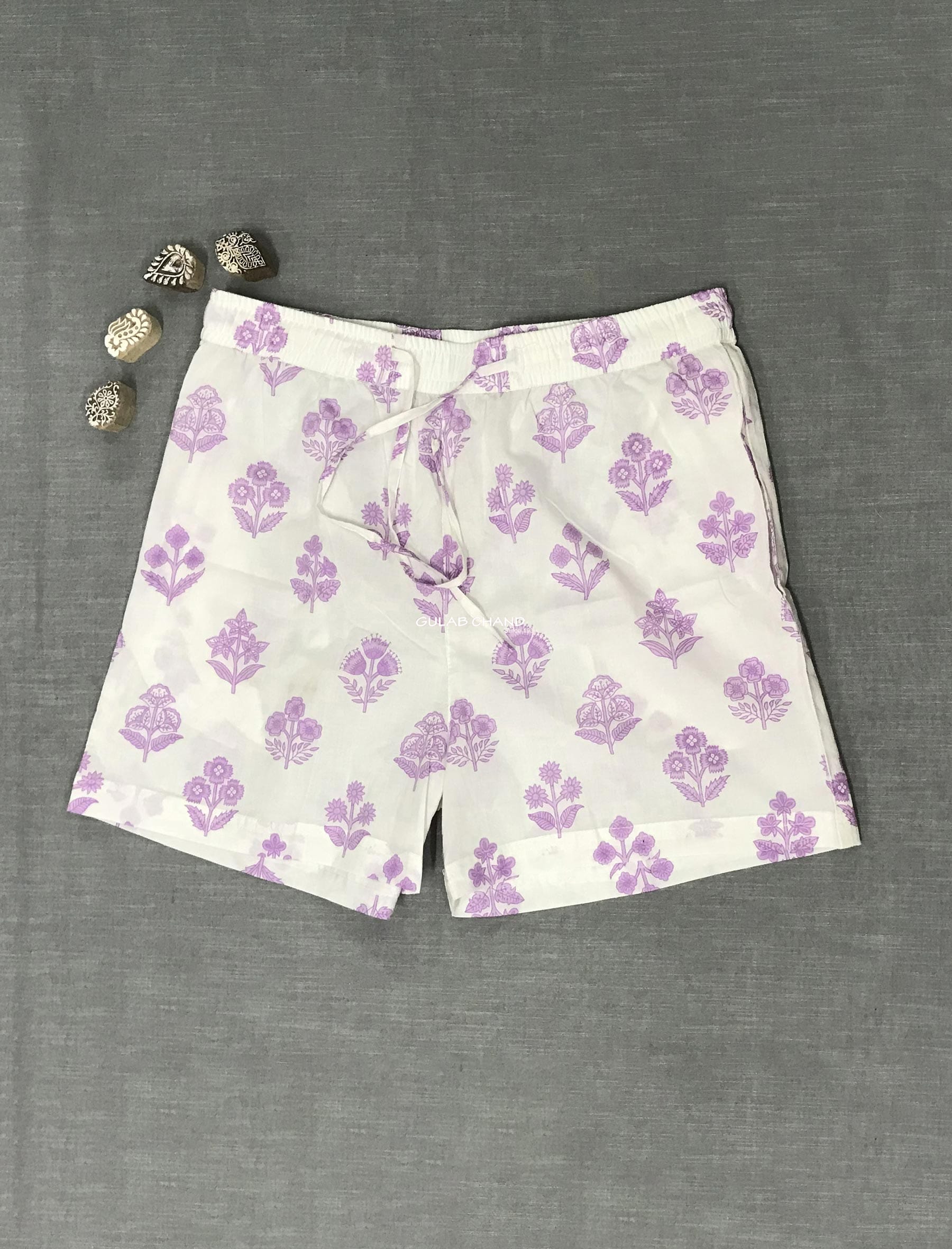 Cotton Block Printed Shorts - Large