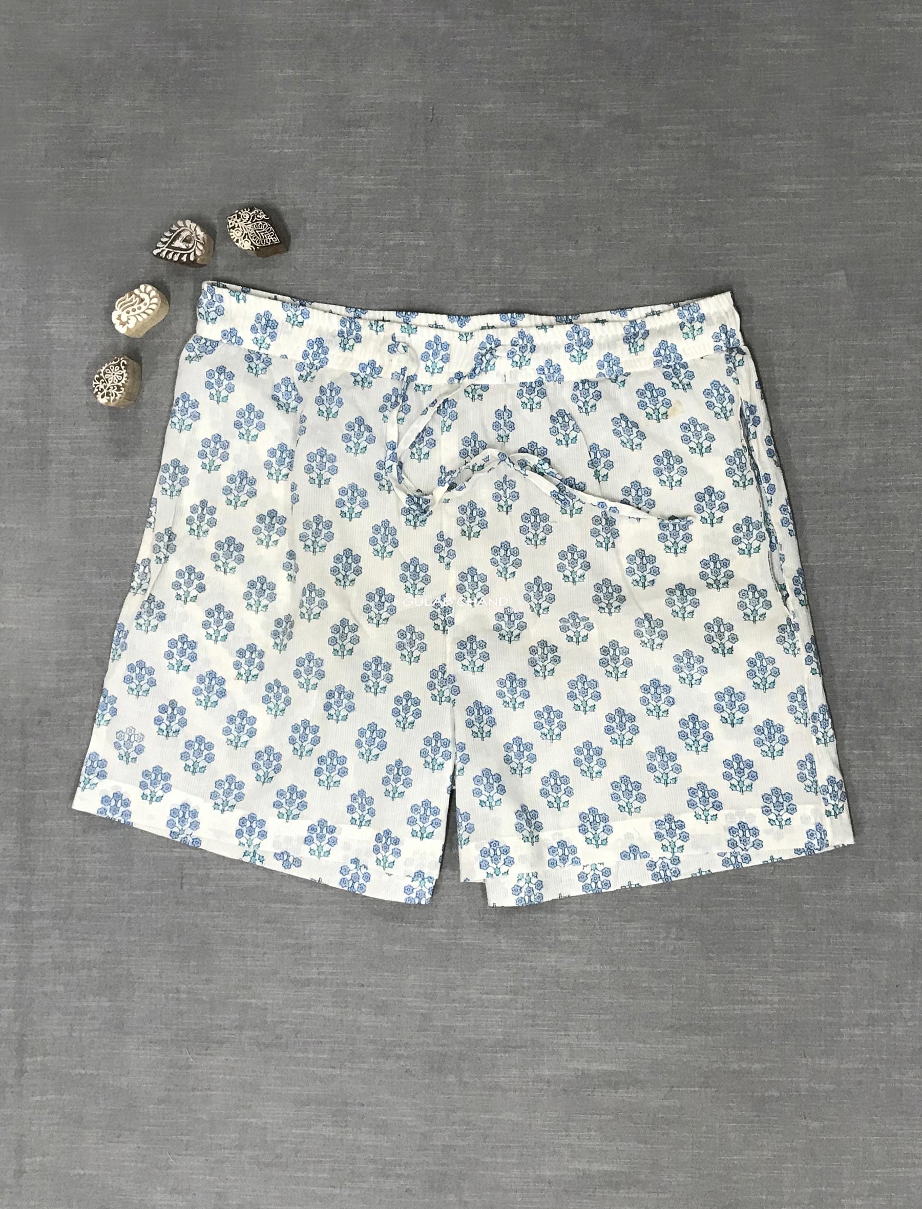 Cotton Block Printed Shorts - Large