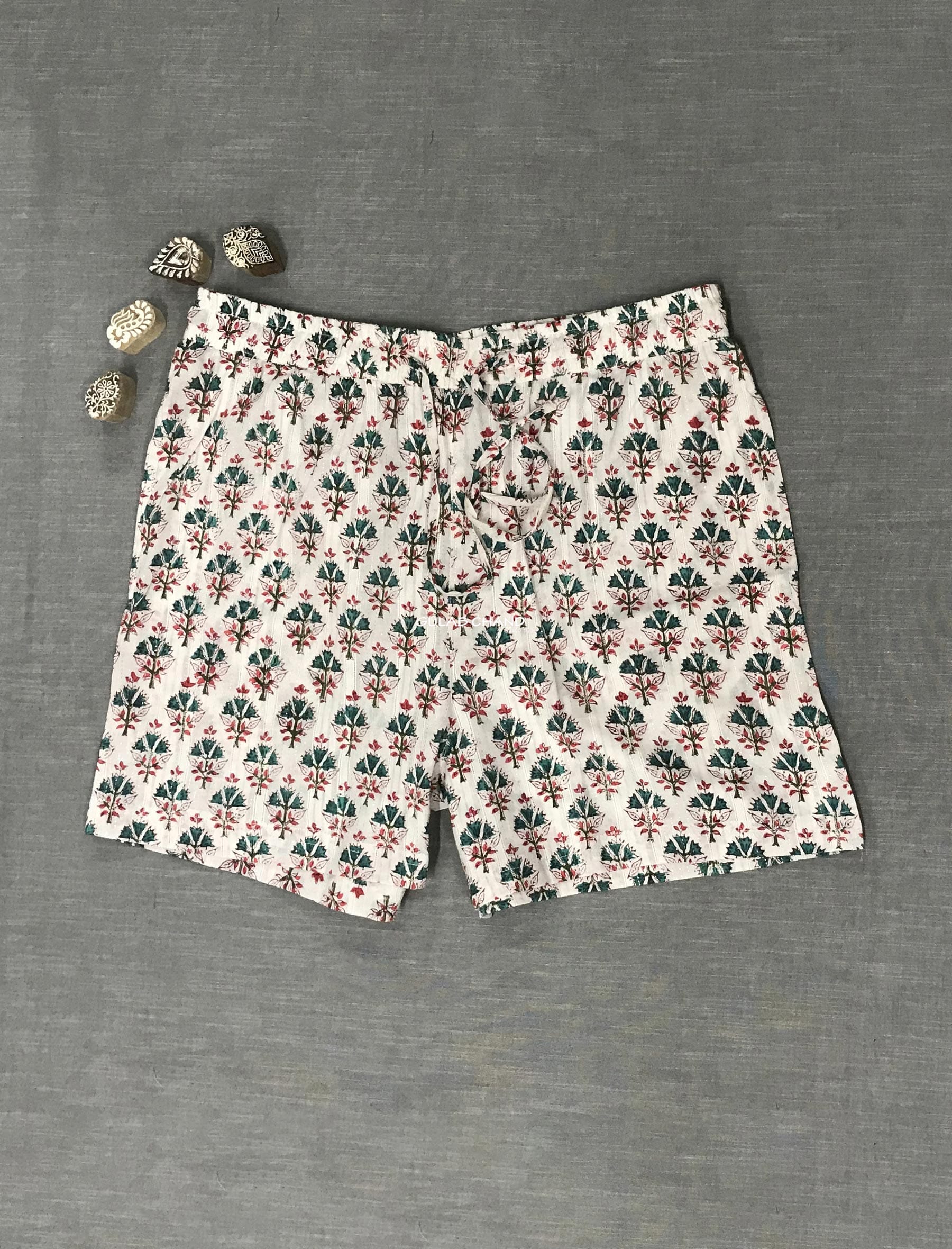 Cotton Block Printed Shorts - Large