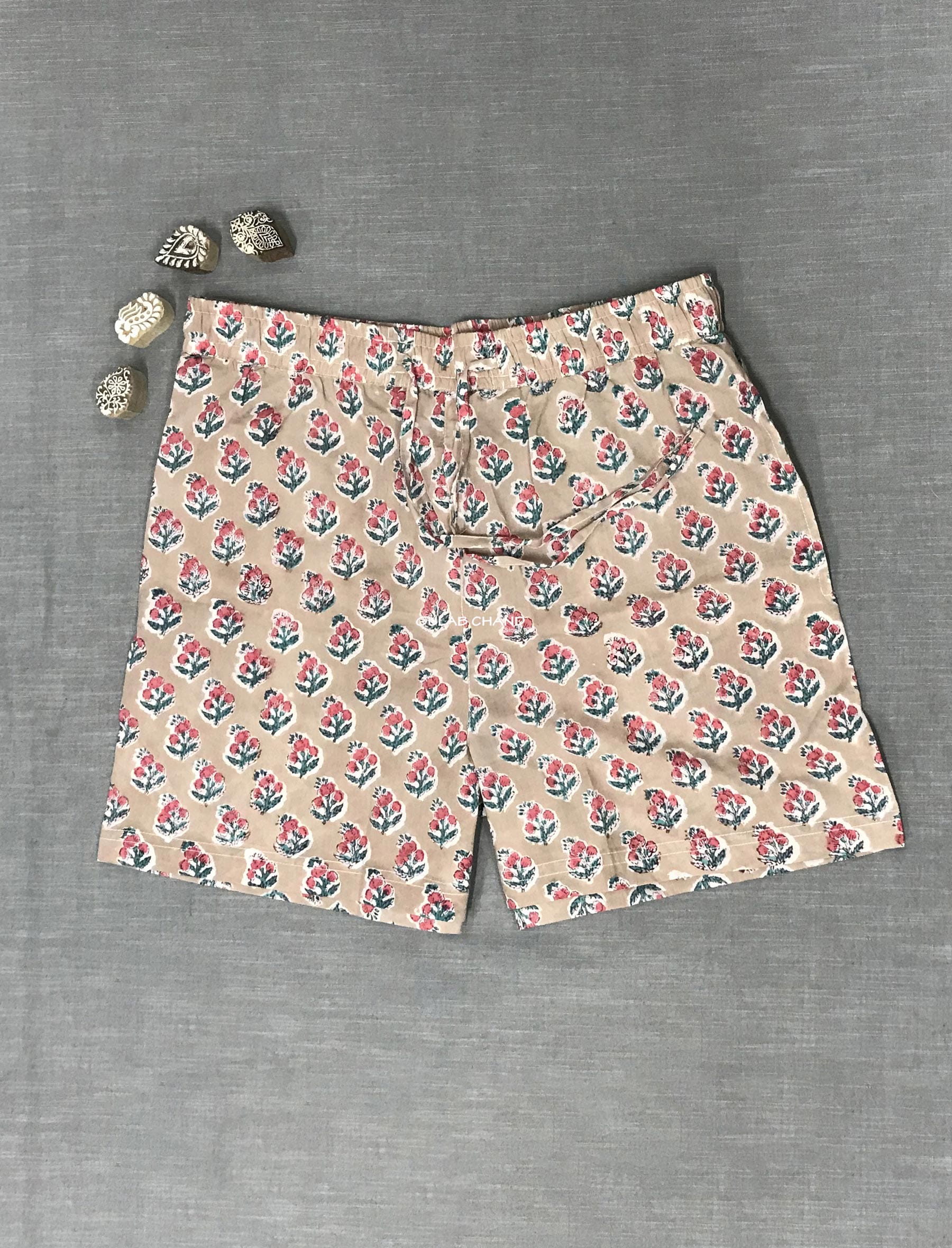 Cotton Block Printed Shorts - Large