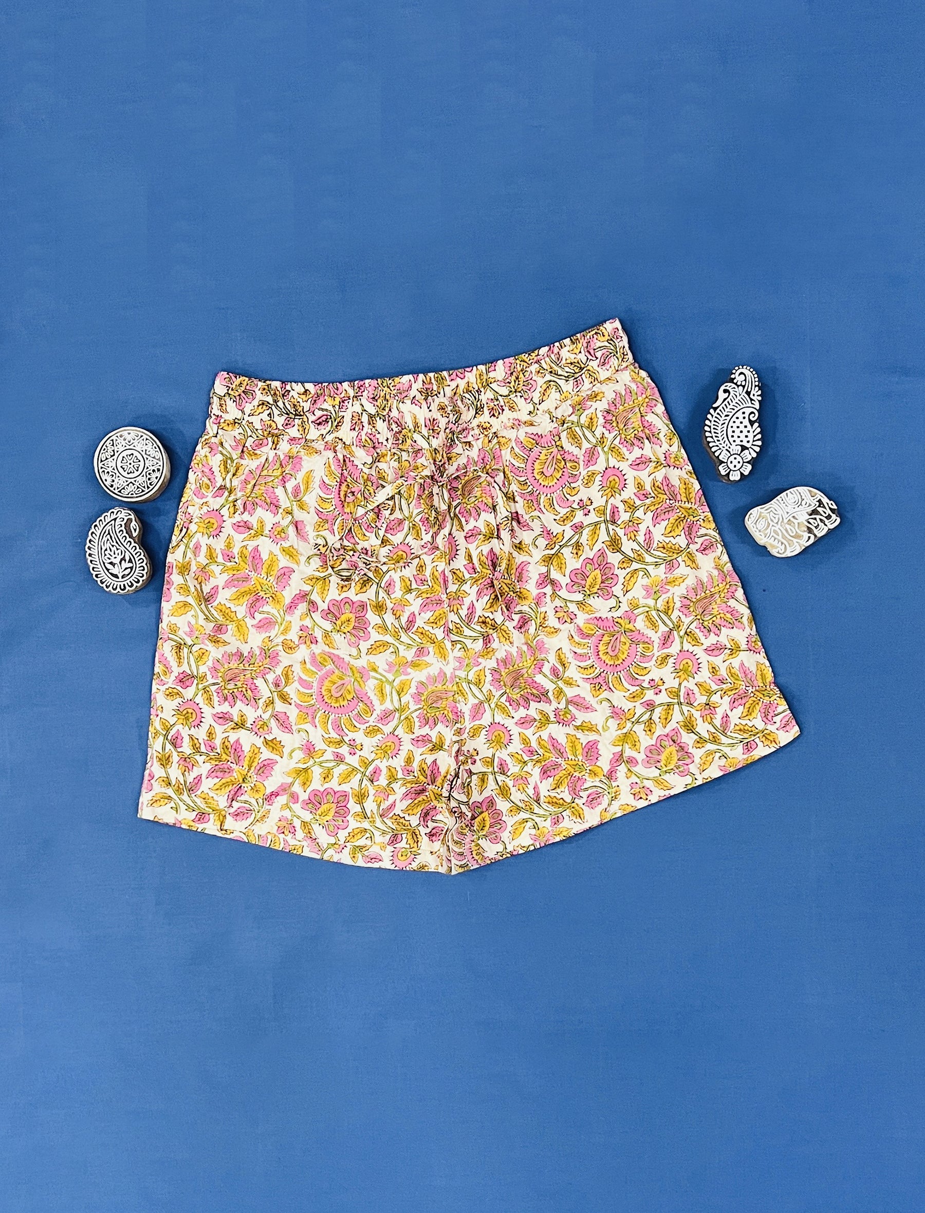 Cotton Block Printed Shorts - Large