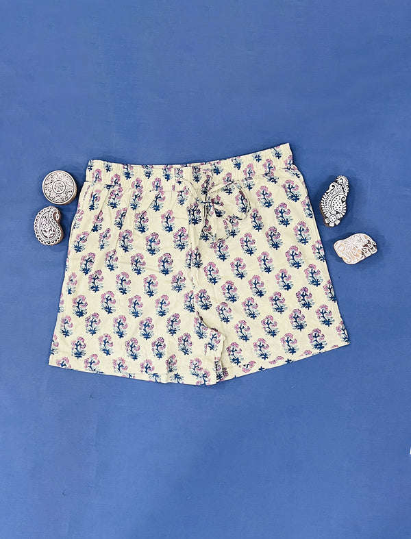 Cotton Block Printed Shorts - Large