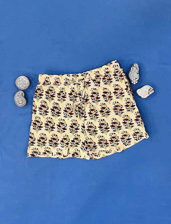 Cotton Block Printed Shorts - Large