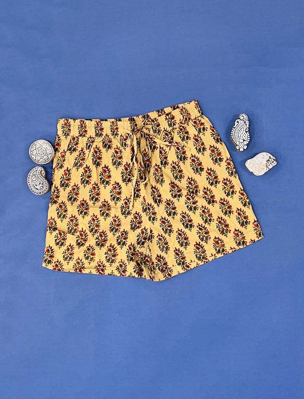Cotton Block Printed Shorts - Large