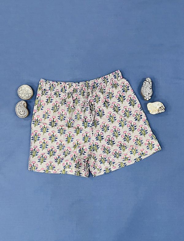 Cotton Block Printed Shorts - Large