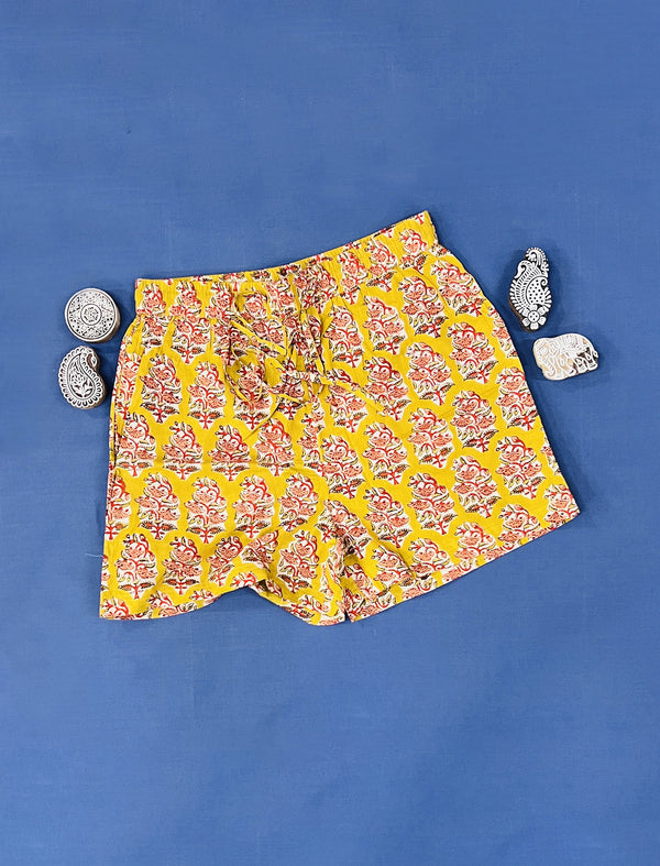 Cotton Block Printed Shorts - Large