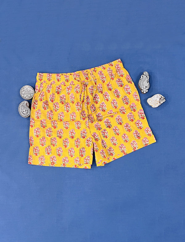 Cotton Block Printed Shorts - Large