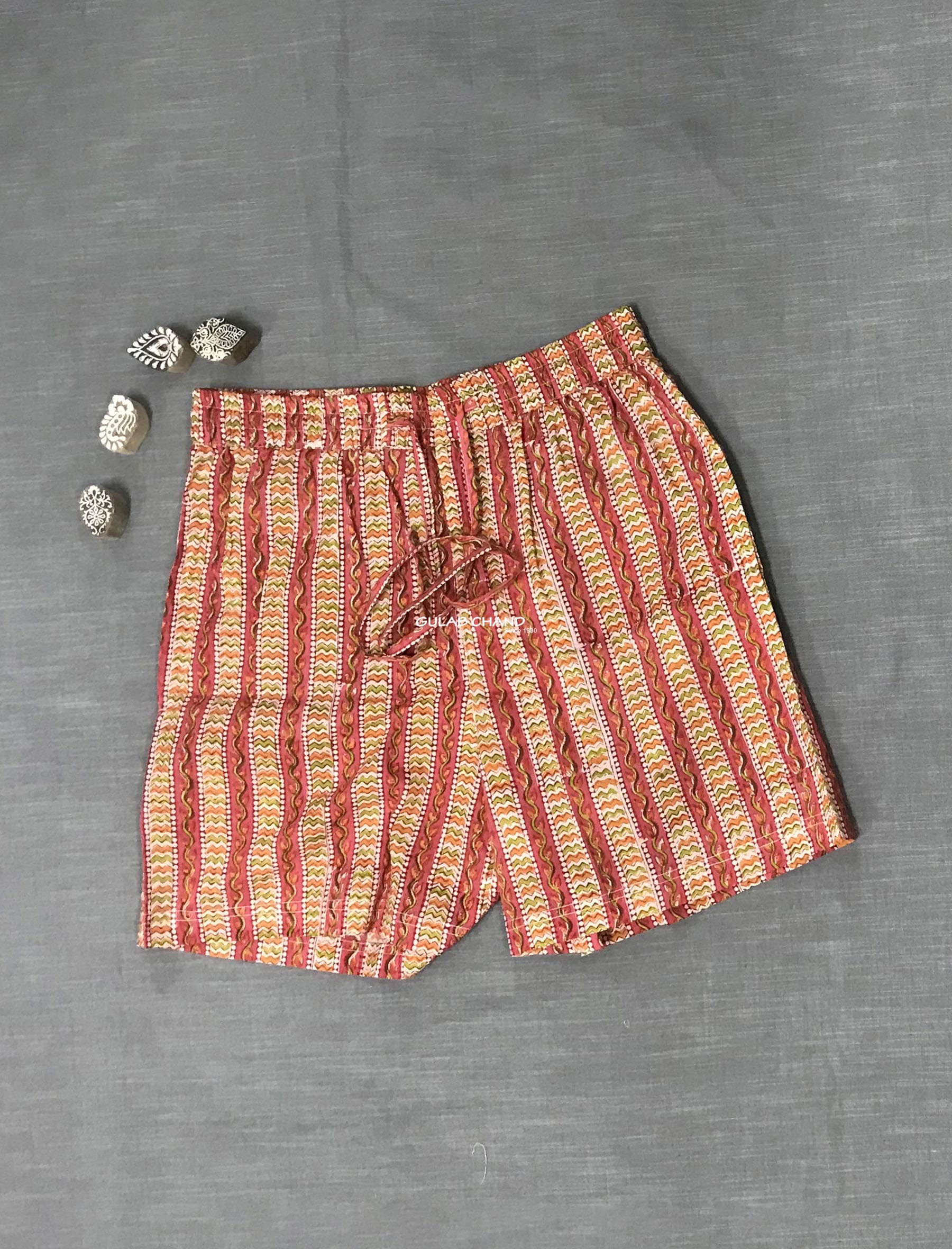 Cotton Block Printed Shorts - Small