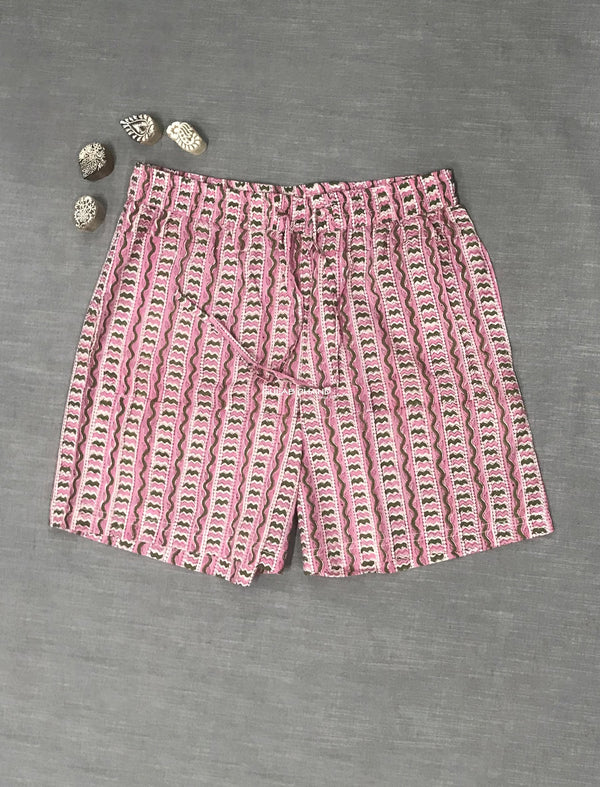 Cotton Block Printed Shorts - Medium