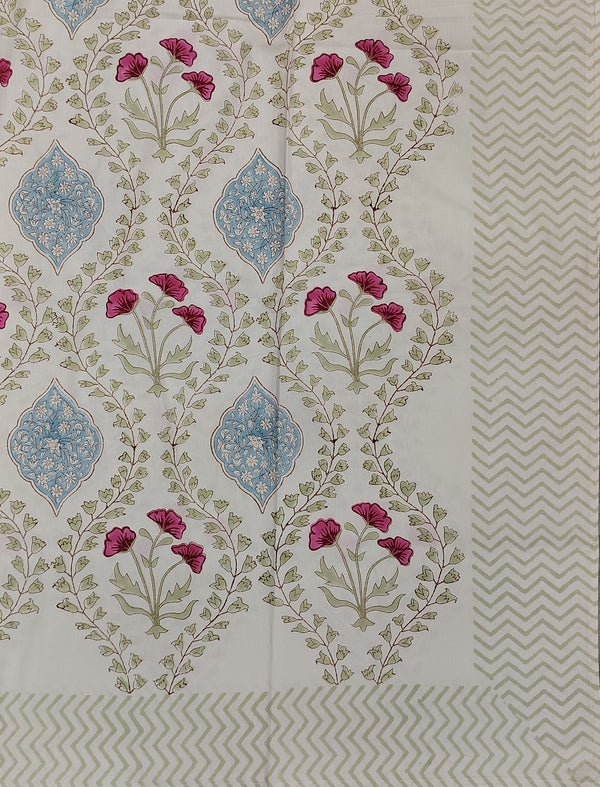 Block Printed Single Bedsheet