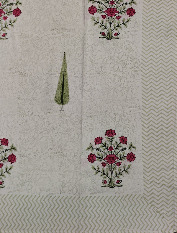 Block Printed Single Bedsheet