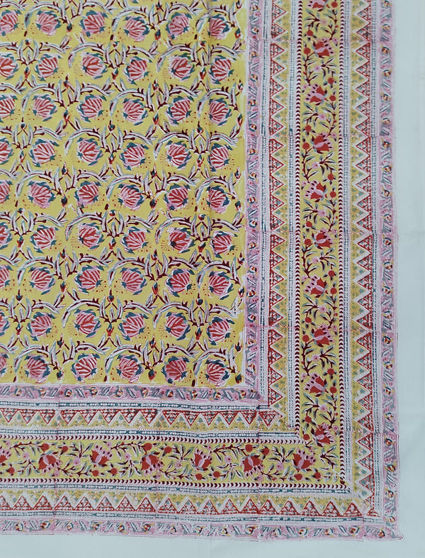 Block Printed Single Bedsheet