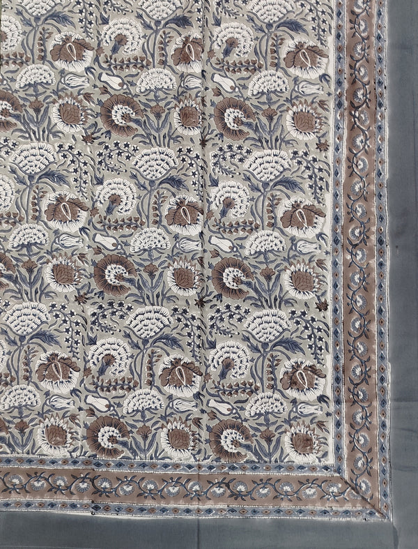 Block Printed Single Bedsheet