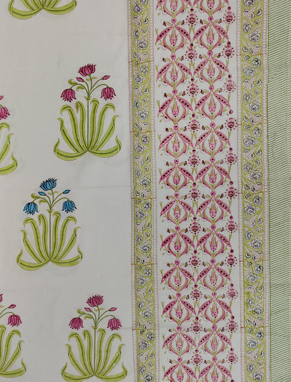 Block Printed Single Bedsheet