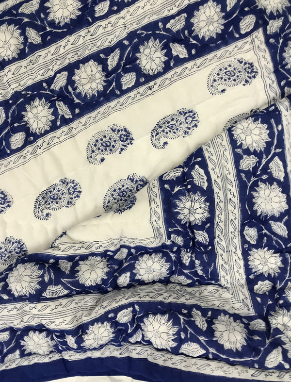 Hand Block Printed Cotton Single Quilt