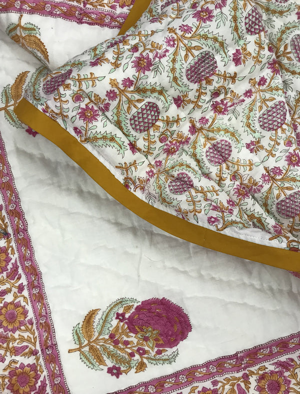 Hand Block Printed Cotton Single Quilt