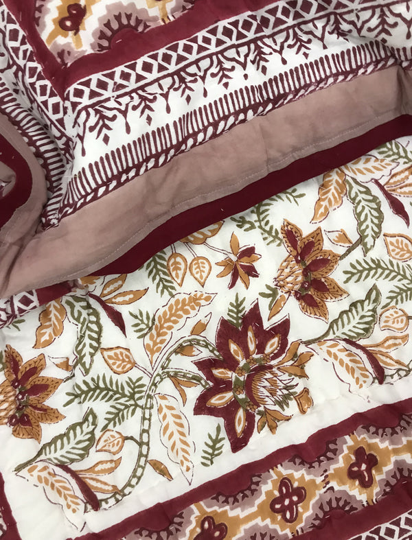 Hand Block Printed Cotton Single Quilt