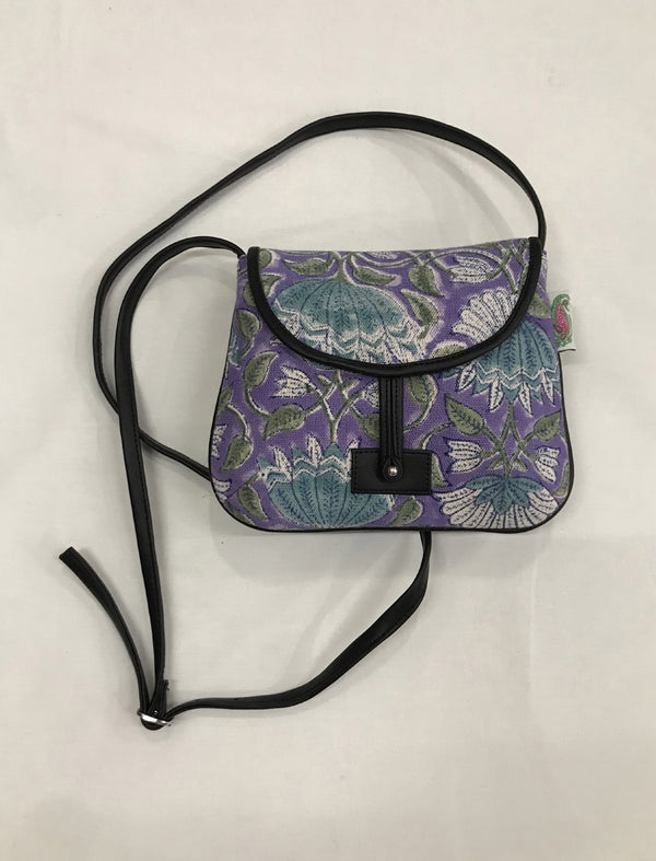 Block Printed Cotton Sling Bag For Women
