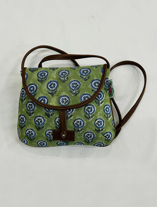 Block Printed Cotton Sling Bag For Women