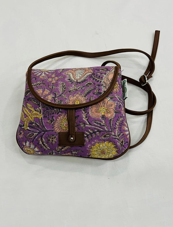 Block Printed Cotton Sling Bag For Women