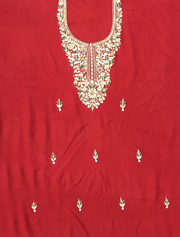 Georgette Unstitched Kurta Fabric With Hand Work On Yoke