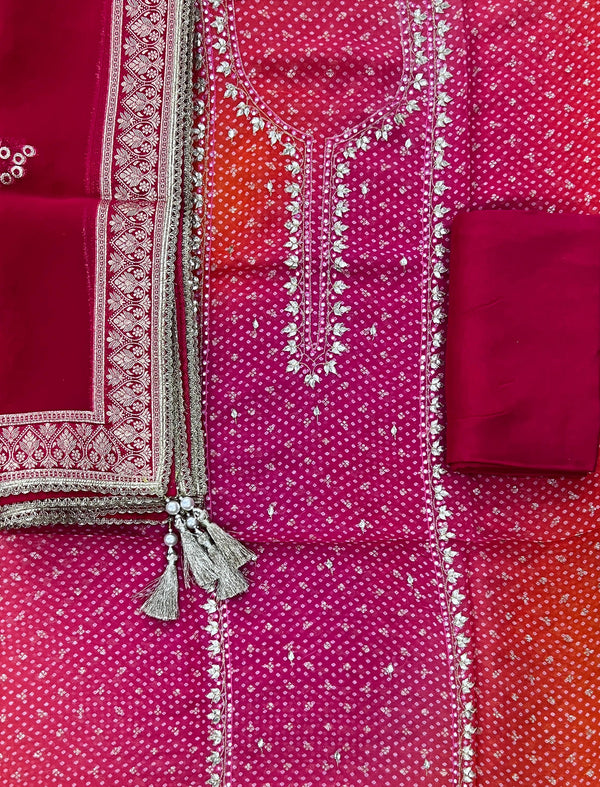 Festive Unstitched Organza Fancy Suit