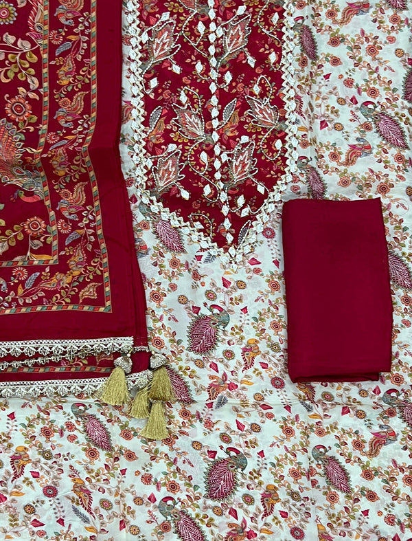 Festive Printed Unstitched Tissue Fancy Suit