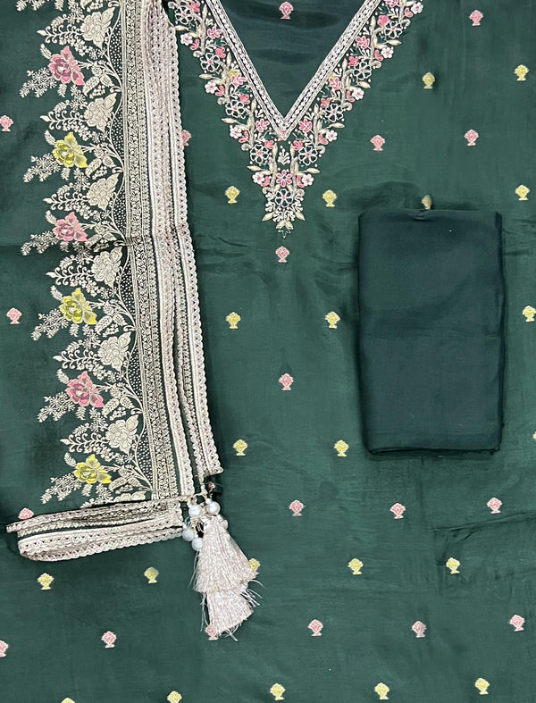 Festive Unstitched Chanderi Silk Fancy Suit