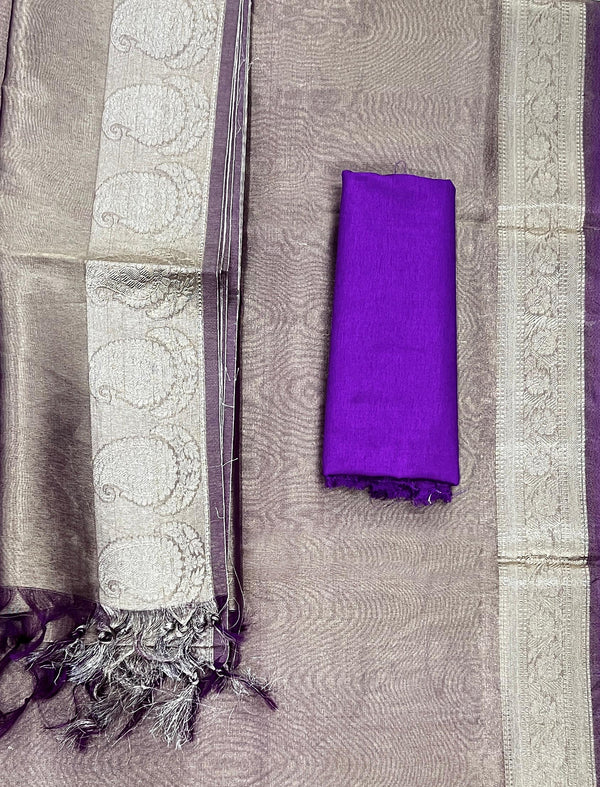 Festive Solid Unstitched Tissue Fancy Suit