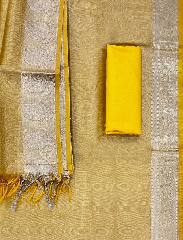 Festive Solid Unstitched Tissue Fancy Suit