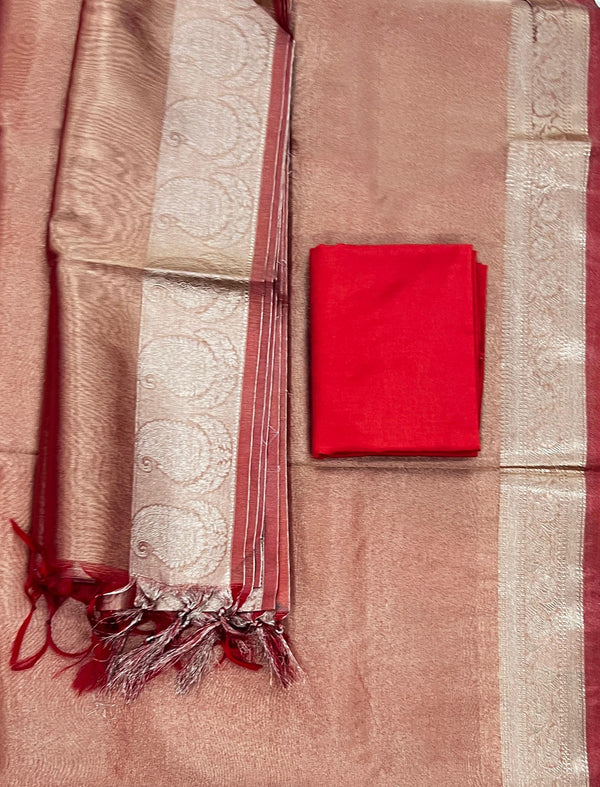 Festive Solid Unstitched Tissue Fancy Suit