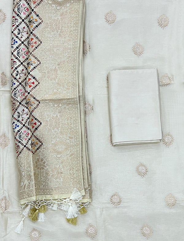 Festive Unstitched Chanderi Silk Fancy Suit