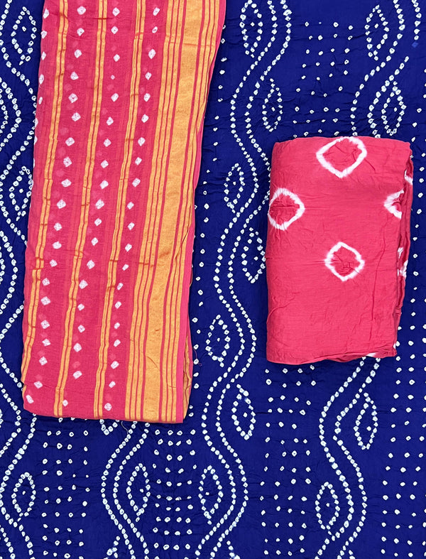 Festive Unstitched Cotton Bandhej Suit