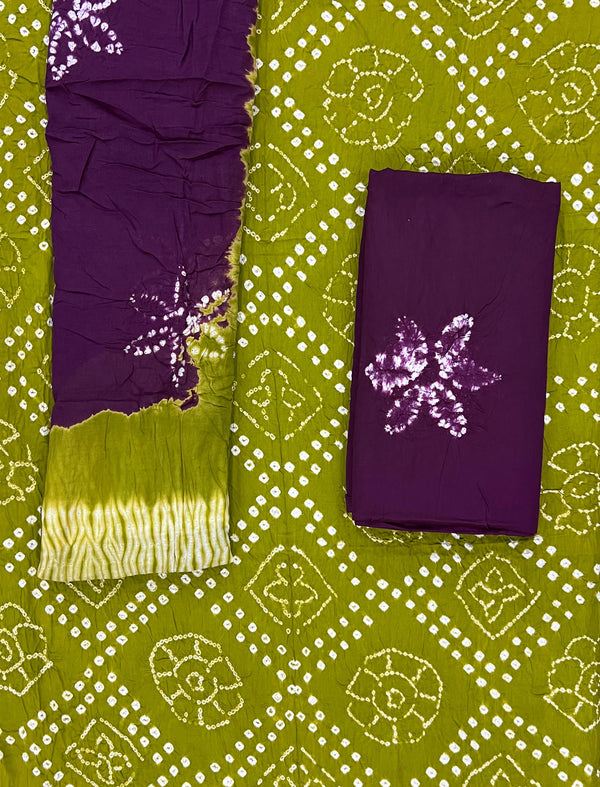 Festive Unstitched Cotton Bandhej Suit