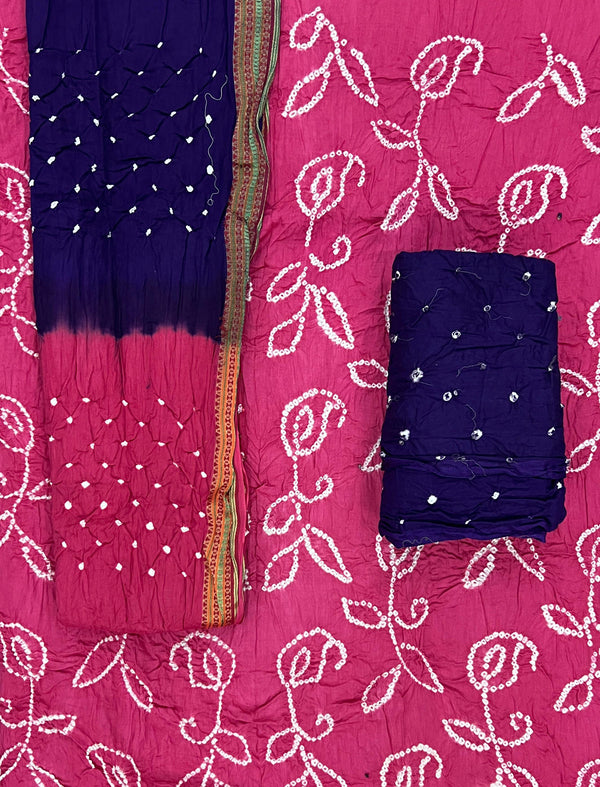Festive Unstitched Cotton Bandhej Suit