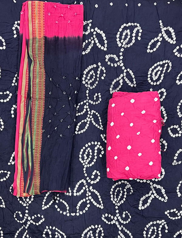 Festive Unstitched Cotton Bandhej Suit